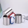 Factory wholesale 304 stainless steel thickened single-layer heat insulation cups with blank handles details Picture